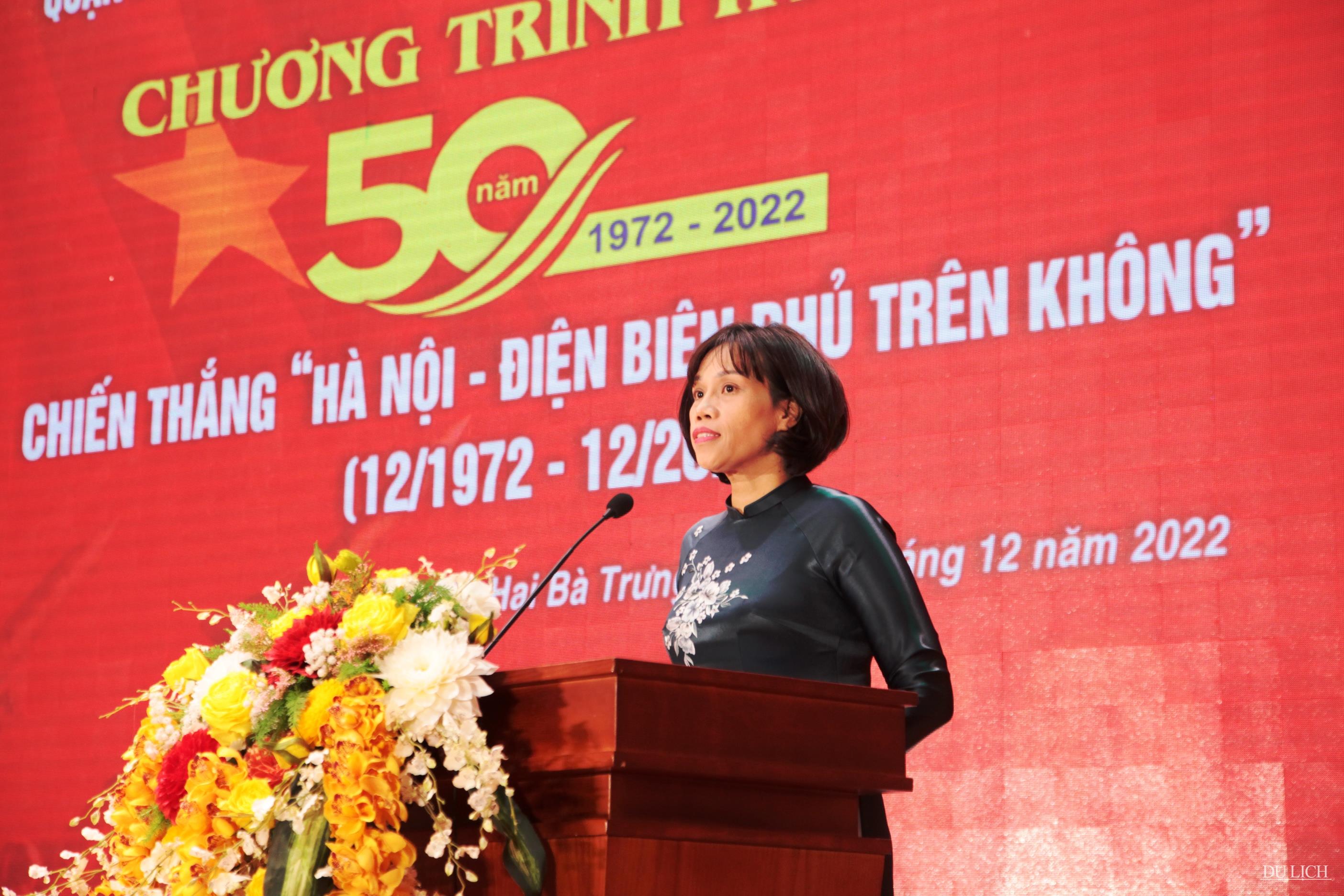  Phó Chủ tịch UBND quận Hại Bà Trưng Nguyễn Thị Thu Hiền đọc diễn văn tại lễ kỷ niệm